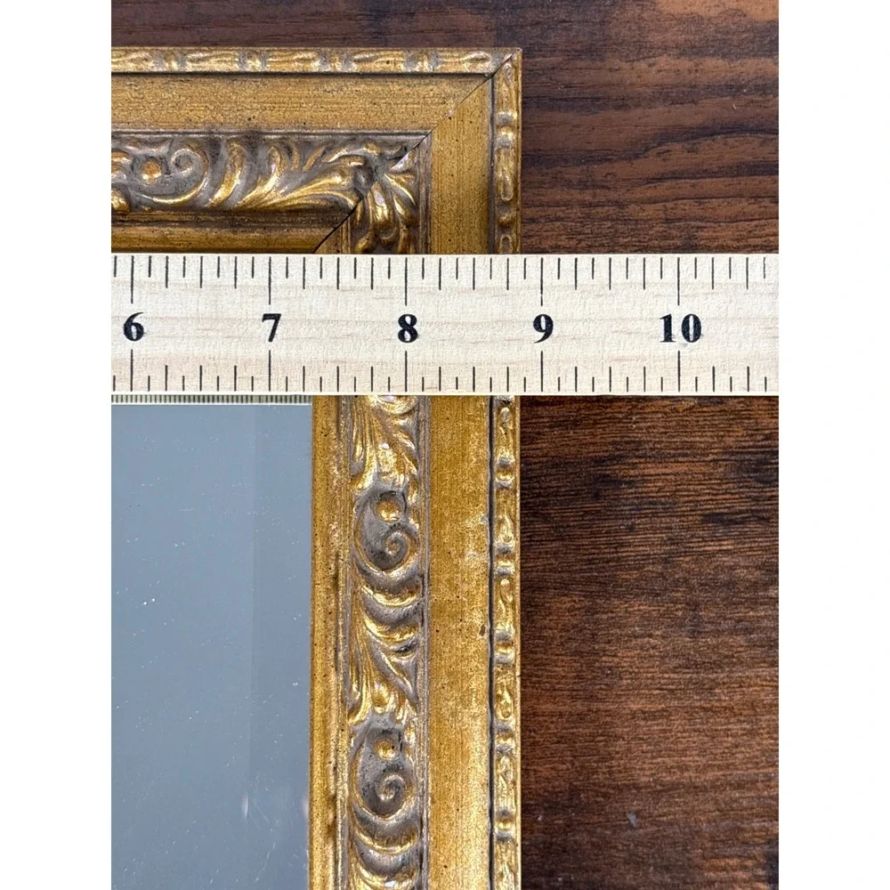 Robert-Grace Antiqued Gold Ornate Beveled Square Wall Mirror 8.75in Small Accent